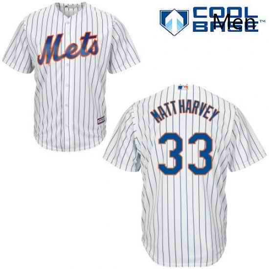 Mens Majestic New York Mets 33 Matt Harvey Replica White Home Cool Base MLB Jersey